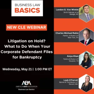 CLE Business Law Webinar - Wed., May 21 @ 1:00 pm ET